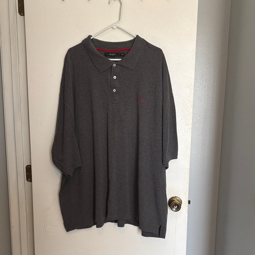 Sean John Men's 5XB Charcoal Polo with Subtle Red Accent